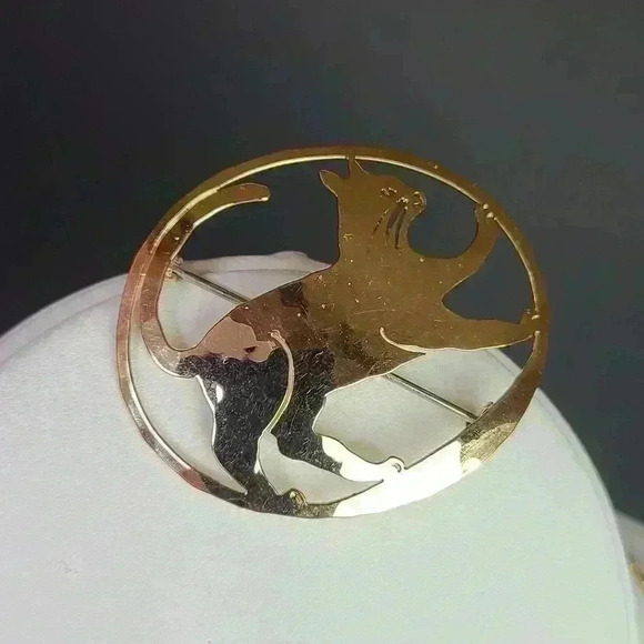 Wild bryde cat feline kitten pin brooch pin Gold Plated Lightweight Cat Pin - Picture 11 of 16